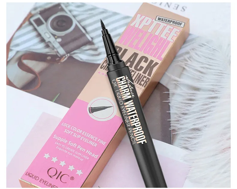 for Cross-Border Makeup Eyeliner Pen Wholesale Waterproof Oil Non-Blooming Cool Black Smooth Beauty Q611 Made in China