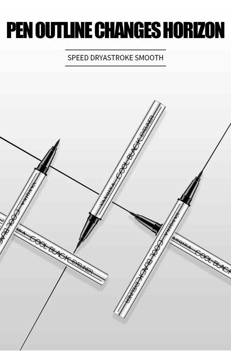 Black Smooth Silver Tube Eyeliner Quick-Drying Waterproof Sweat-Proof Very Fine Pen Eye Use
