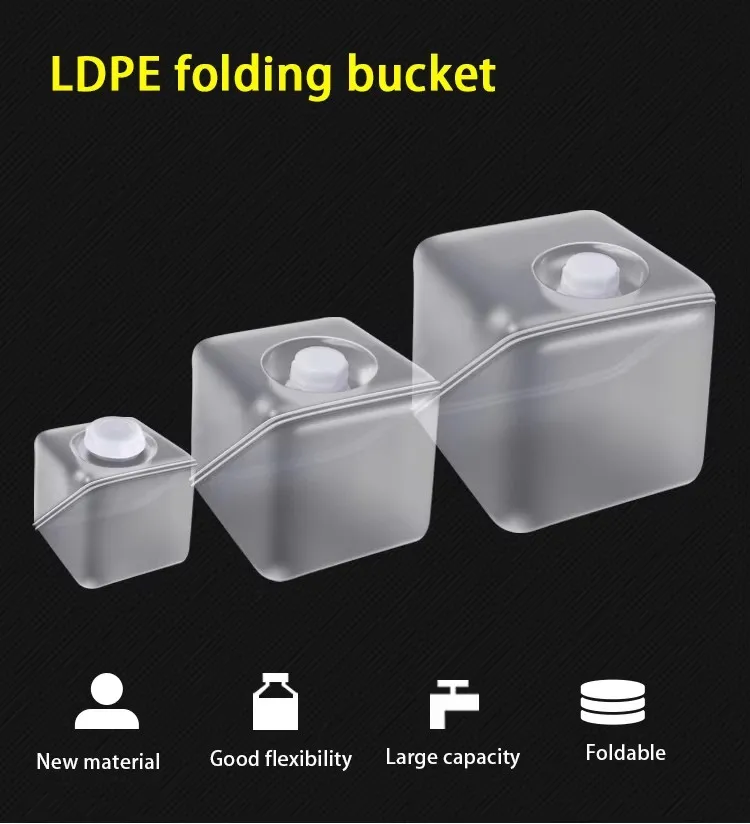 كيوبيتاينر 10-20L عبر الحدود LDPE درجة الغذاء طي دلو تخزين المياه مربع بلاستيك ناعم حقيبة مياه صنبور براميل