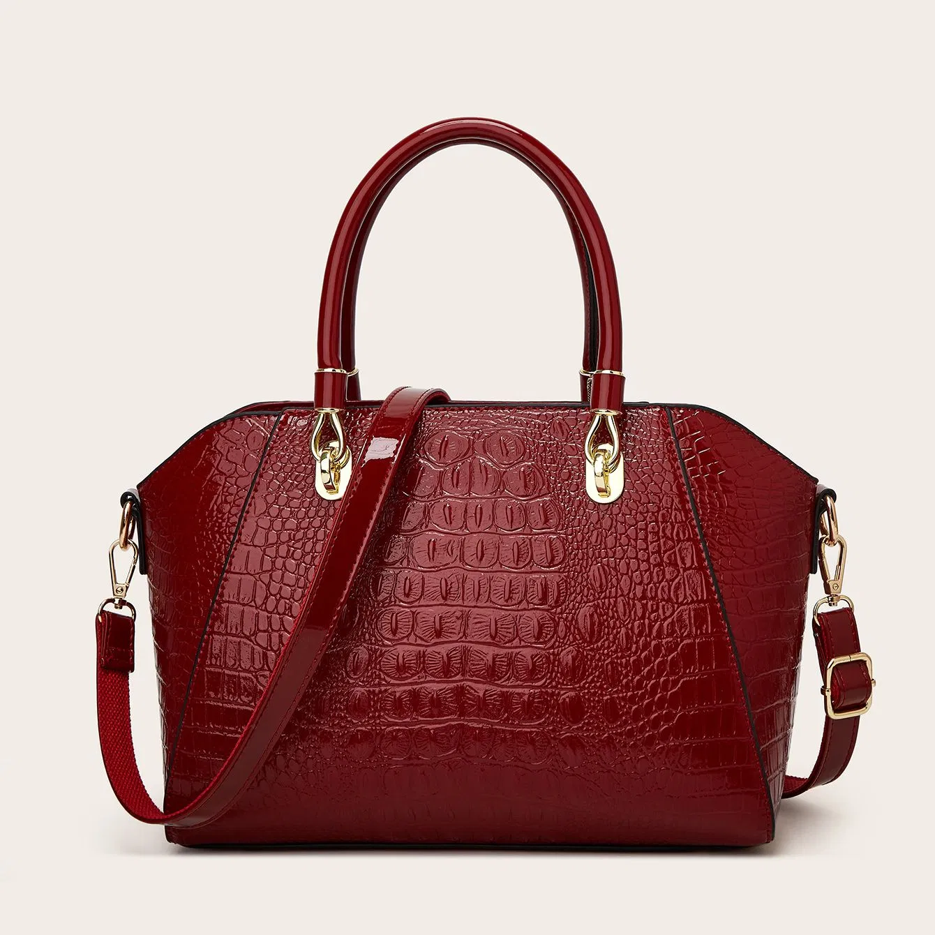 حقيبة يد لامعة بنمط تمساح جديدة، حقيبة دلو للنساء، حقيبة كتف