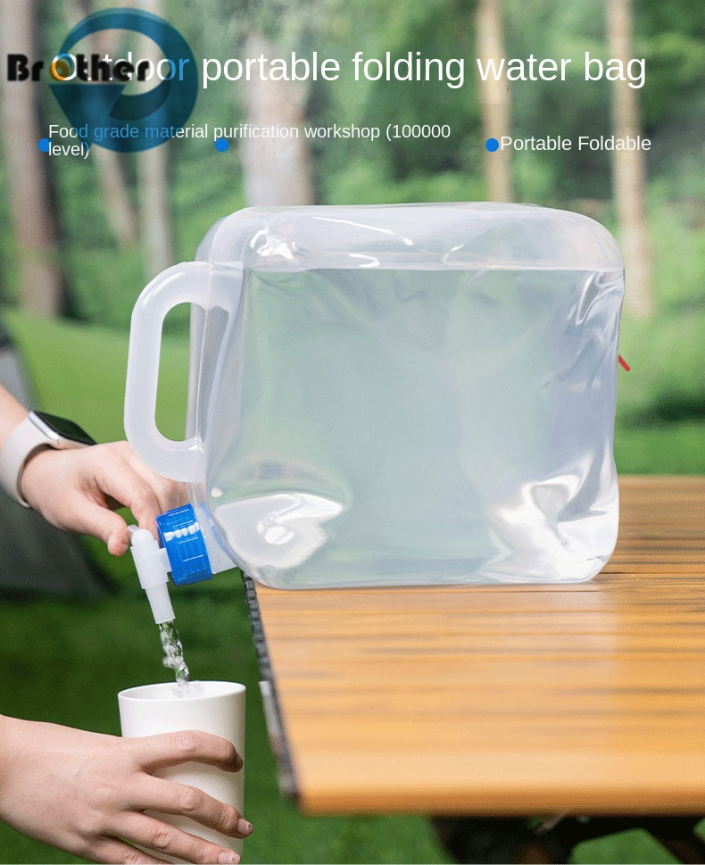 كيوبيتاينر 10-20L عبر الحدود LDPE درجة الغذاء طي دلو تخزين المياه مربع بلاستيك ناعم حقيبة مياه صنبور براميل