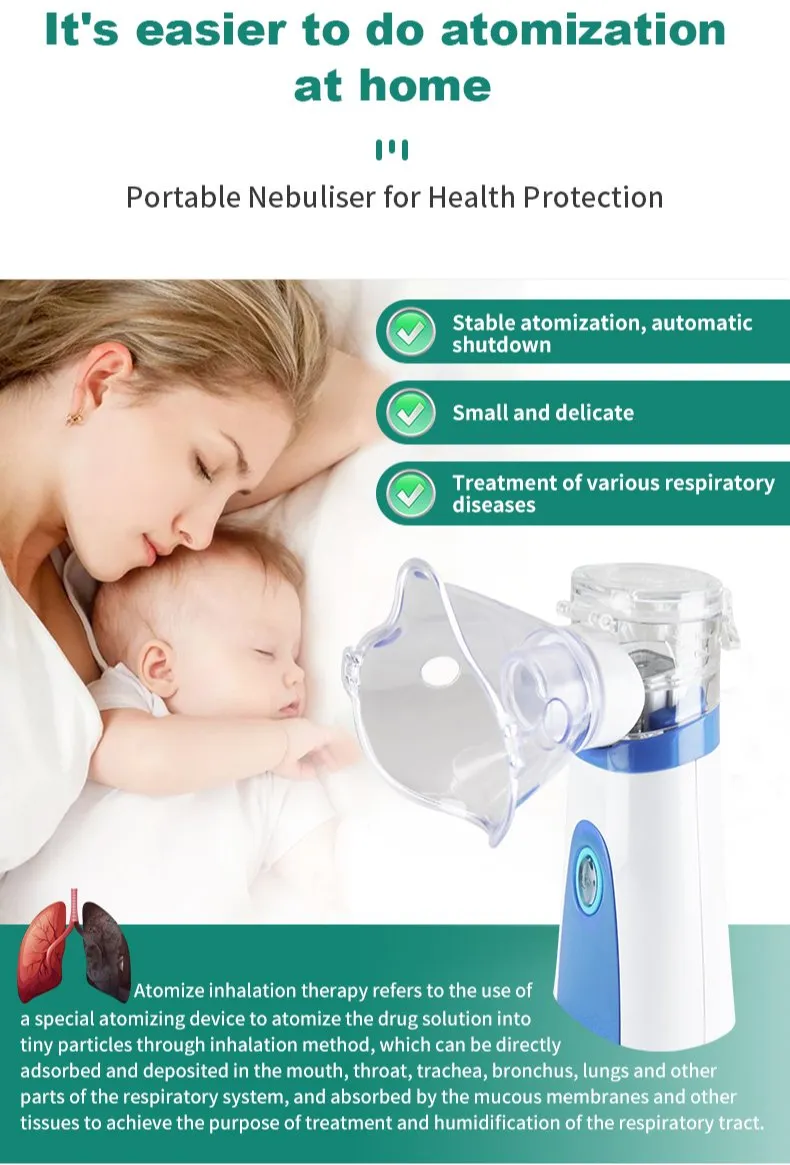 Nebulizador Ultrassônico Mini Portátil e Manual para Cuidados em Casa
