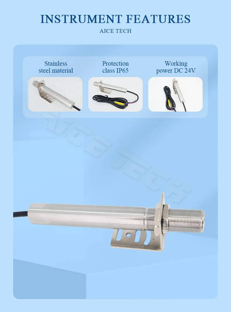 Termômetro Infravermelho Industrial 400-1200℃ 500-1400℃ 600-2000℃ com IP65 Classificação 4-20mA Comunicação Sem Display para Metal e Vidro