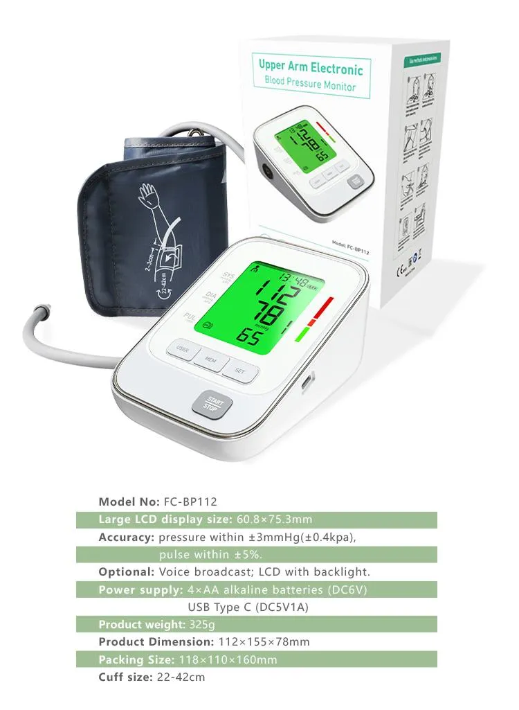 Monitor de Pressão Arterial Digital CE ISO Portátil Esfigmomanômetro Médico