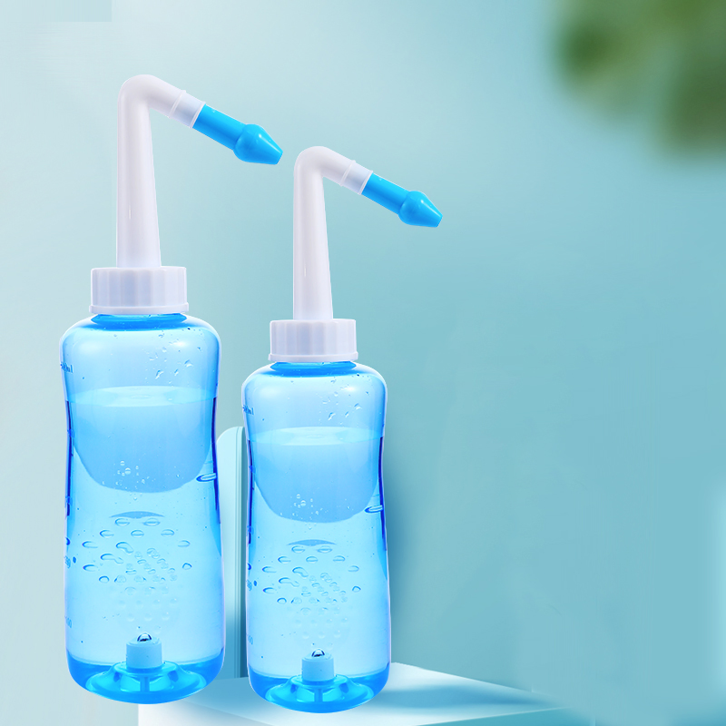 300ml 500ml Lavador Nasal Manual para Uso Doméstico com Válvula, Garrafa de Irrigação Nasal Plástica com Duas Pontas