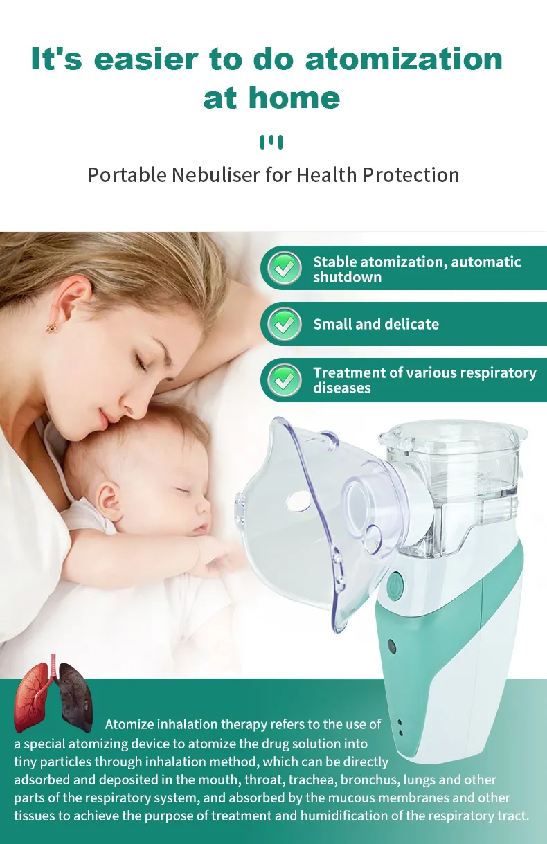 Inalador Atomizador Ultrassônico Médico Nebulizador de Malha para Tratamento Médico em Casa