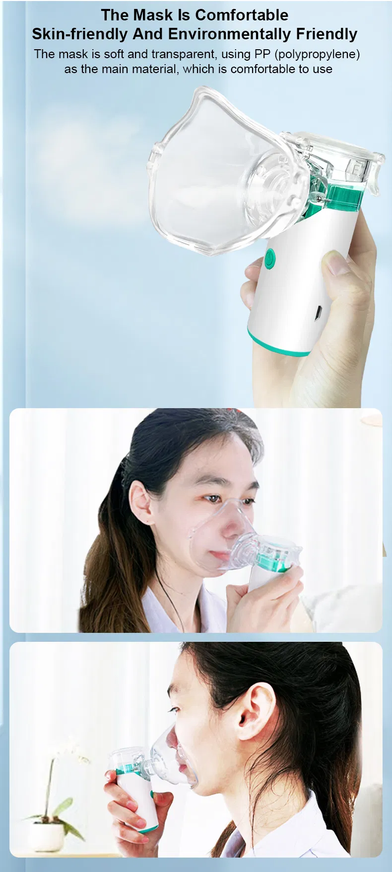 Nebulizador portátil recarregável mini médico sem ruído disponível para adultos e crianças nebulizador de malha ultrassônica