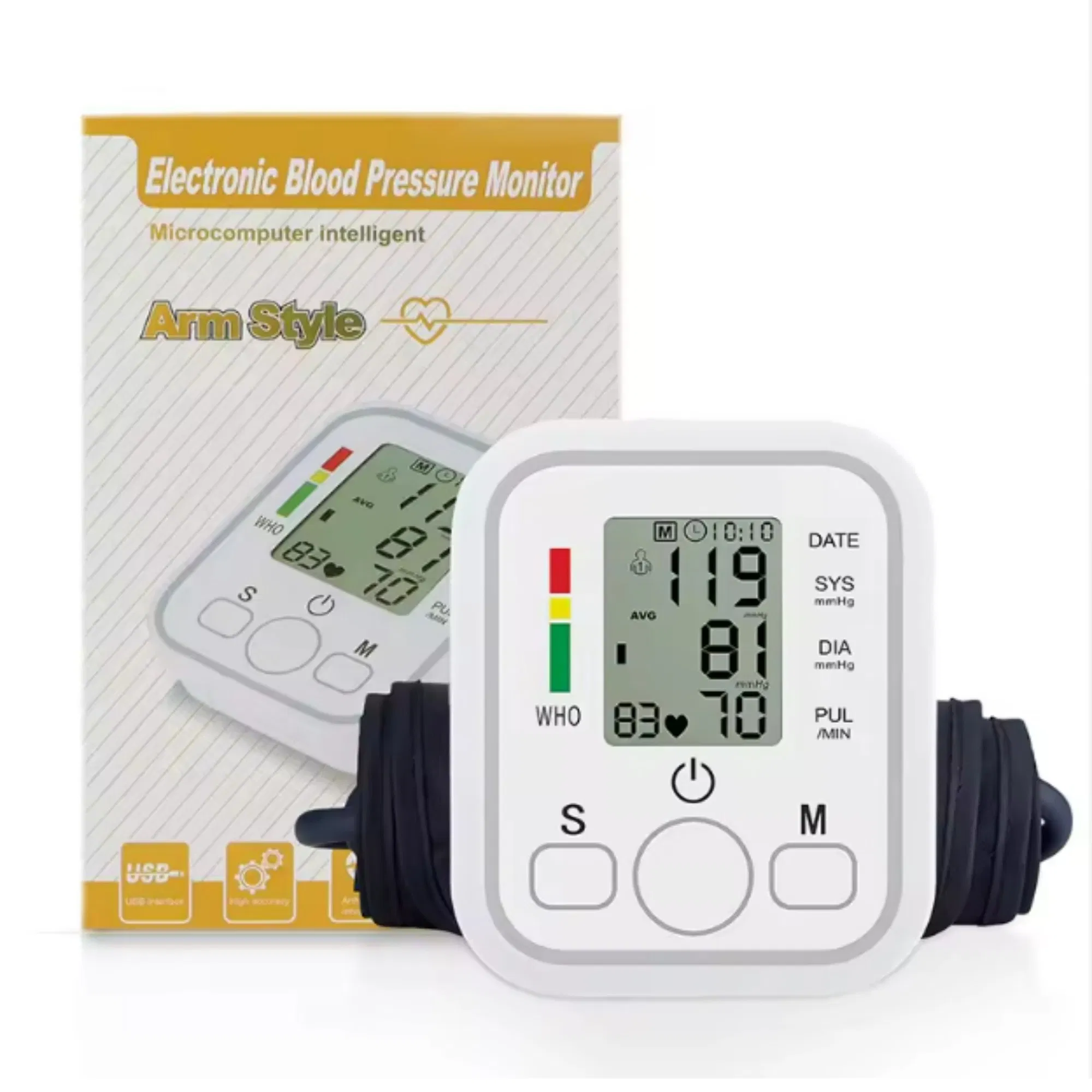 Monitor de Pressão Arterial Inteligente Tipo Braço Superior Digital Automático com Voz