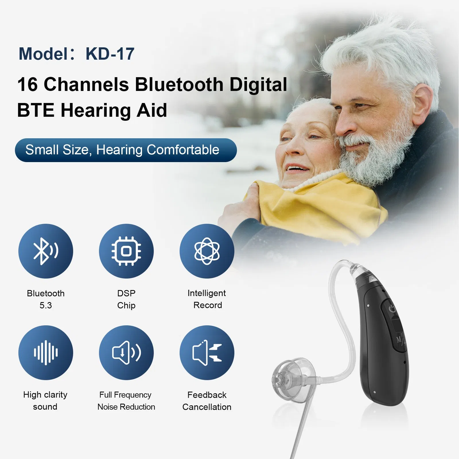 Amplificador Auditivo Bluetooth Recarregável 16 Canais Aparelhos Auditivos Bte Fones de Ouvido para Surdos
