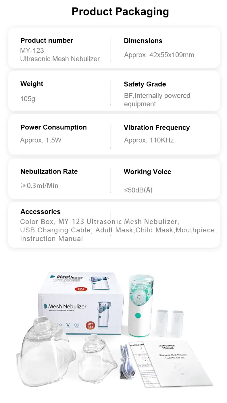 Nebulizador portátil recarregável mini médico sem ruído disponível para adultos e crianças nebulizador de malha ultrassônica