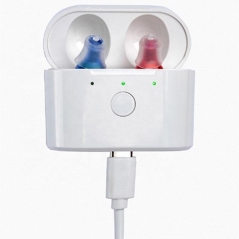 Dispositivo de Som para Ouvido Aparelho Auditivo Analógico Recarregável Produto Audífonos Mini Atrás da Orelha Bateria Aids Amplificador para Perda Auditiva Leve a Moderada