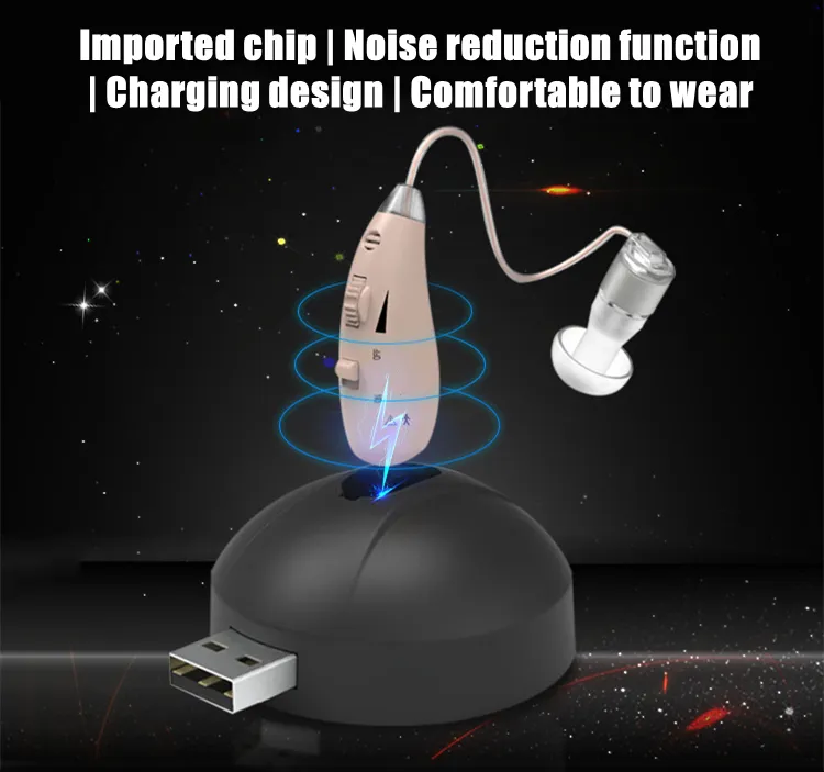 Aparelho Auditivo para Idosos com Carregamento In-Ear Amplificador de Som Recarregável Portátil In-Ear