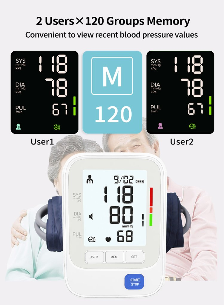 Monitor de Pressão Arterial Digital CE ISO Portátil Esfigmomanômetro Médico