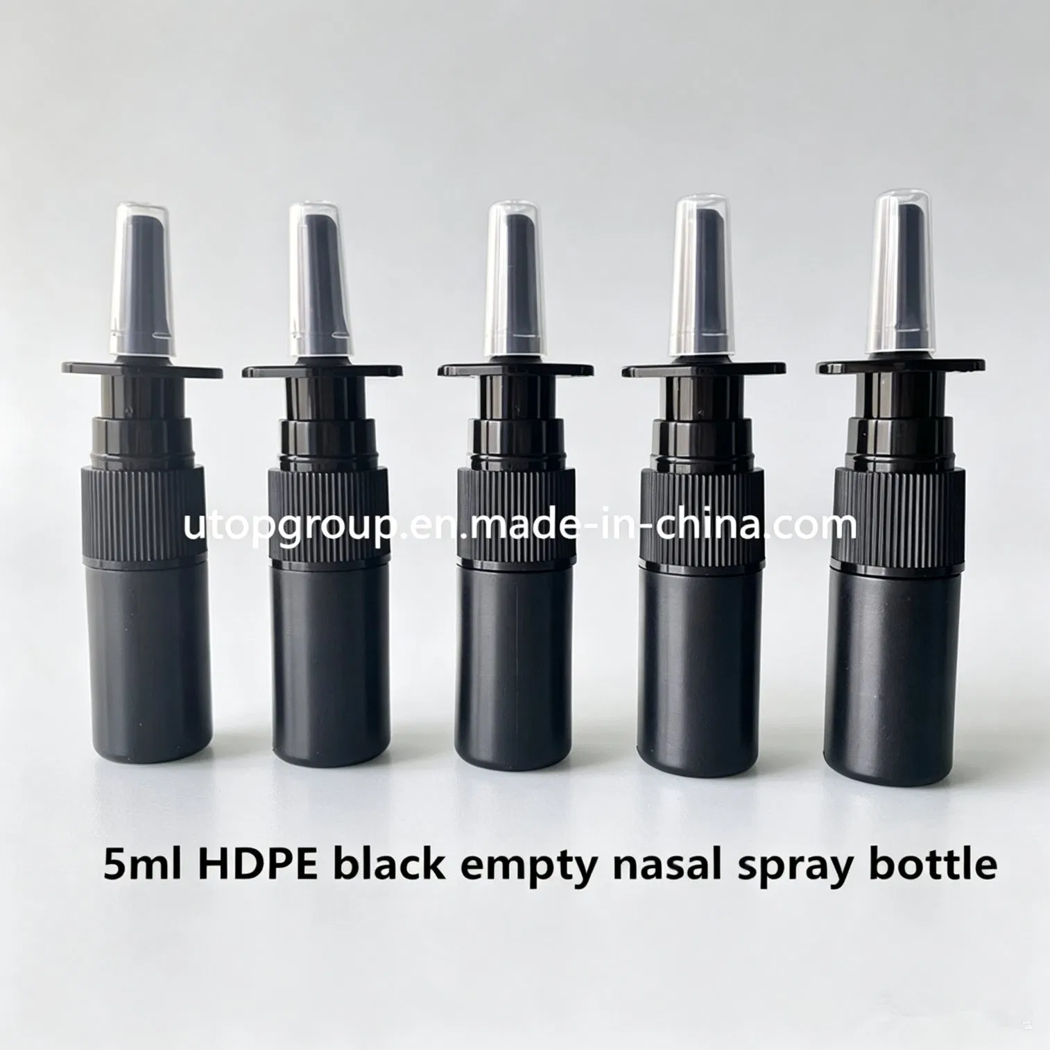 Frasco de Spray Nasal de Plástico PE Branco Preto com Bico de Spray Fino e Direto 5ml 10ml