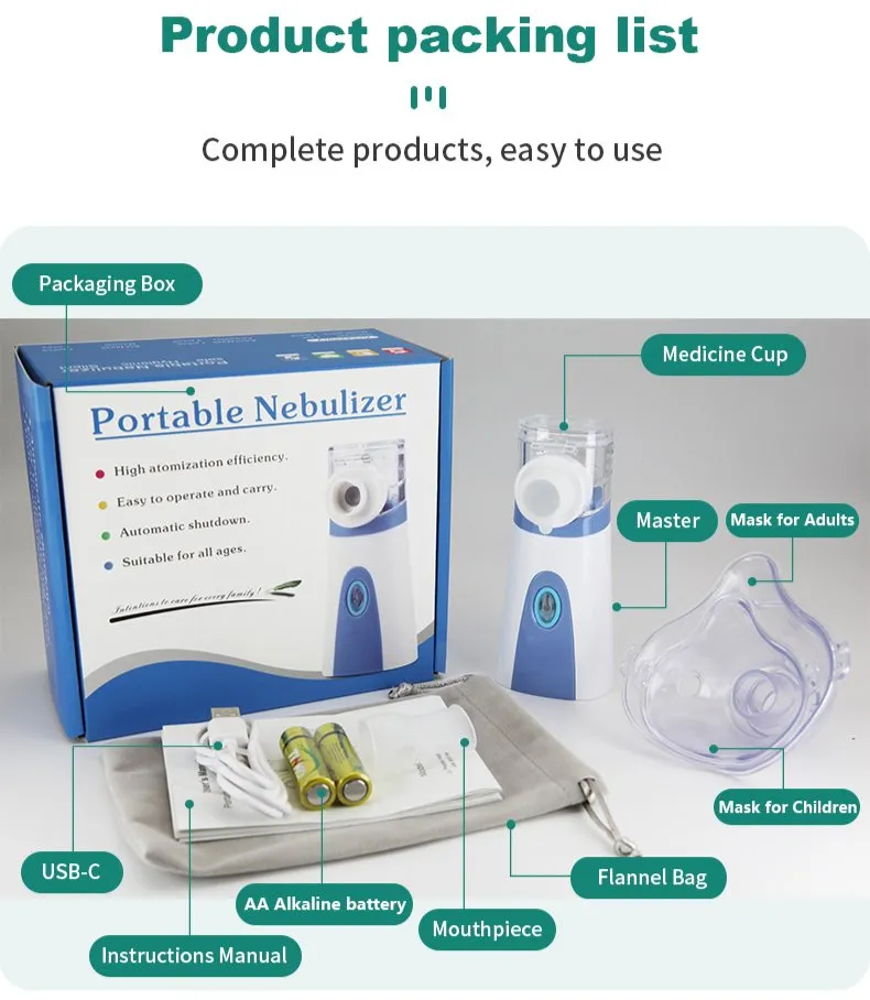 Nebulizador Ultrassônico Mini Portátil e Manual para Cuidados em Casa