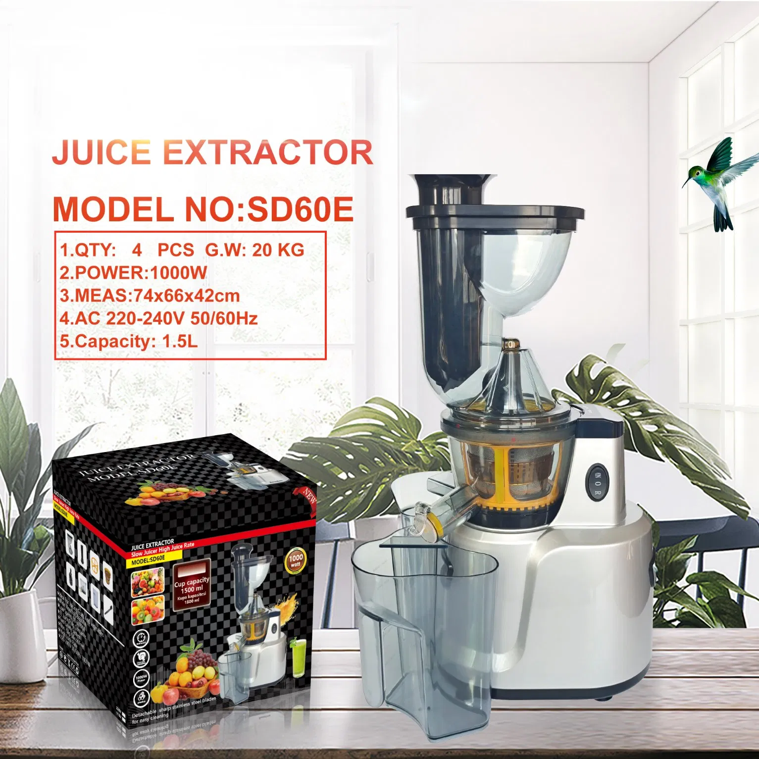 SD60e Extrator de Suco Elétrico para Uso Doméstico