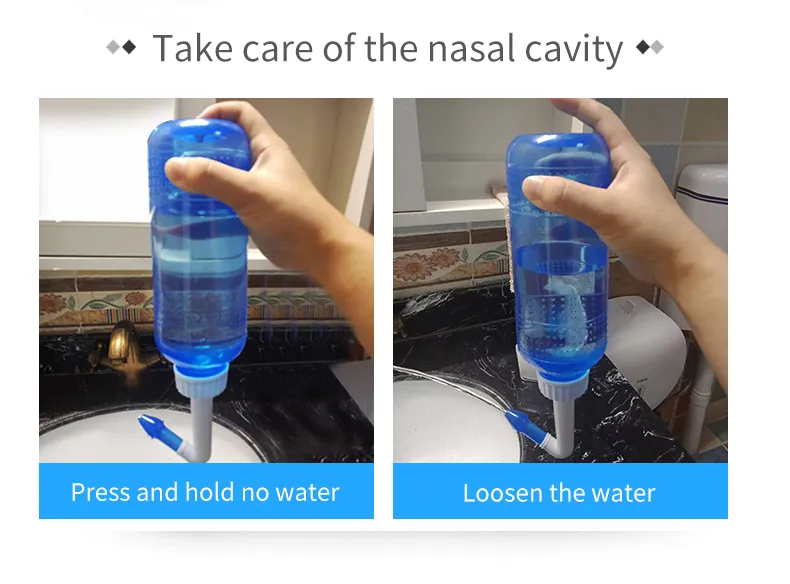 Limpeza Nasal Portátil de Alta Qualidade Material PP 500ml Garrafa de Lavagem Nasal com Tampa de Poeira