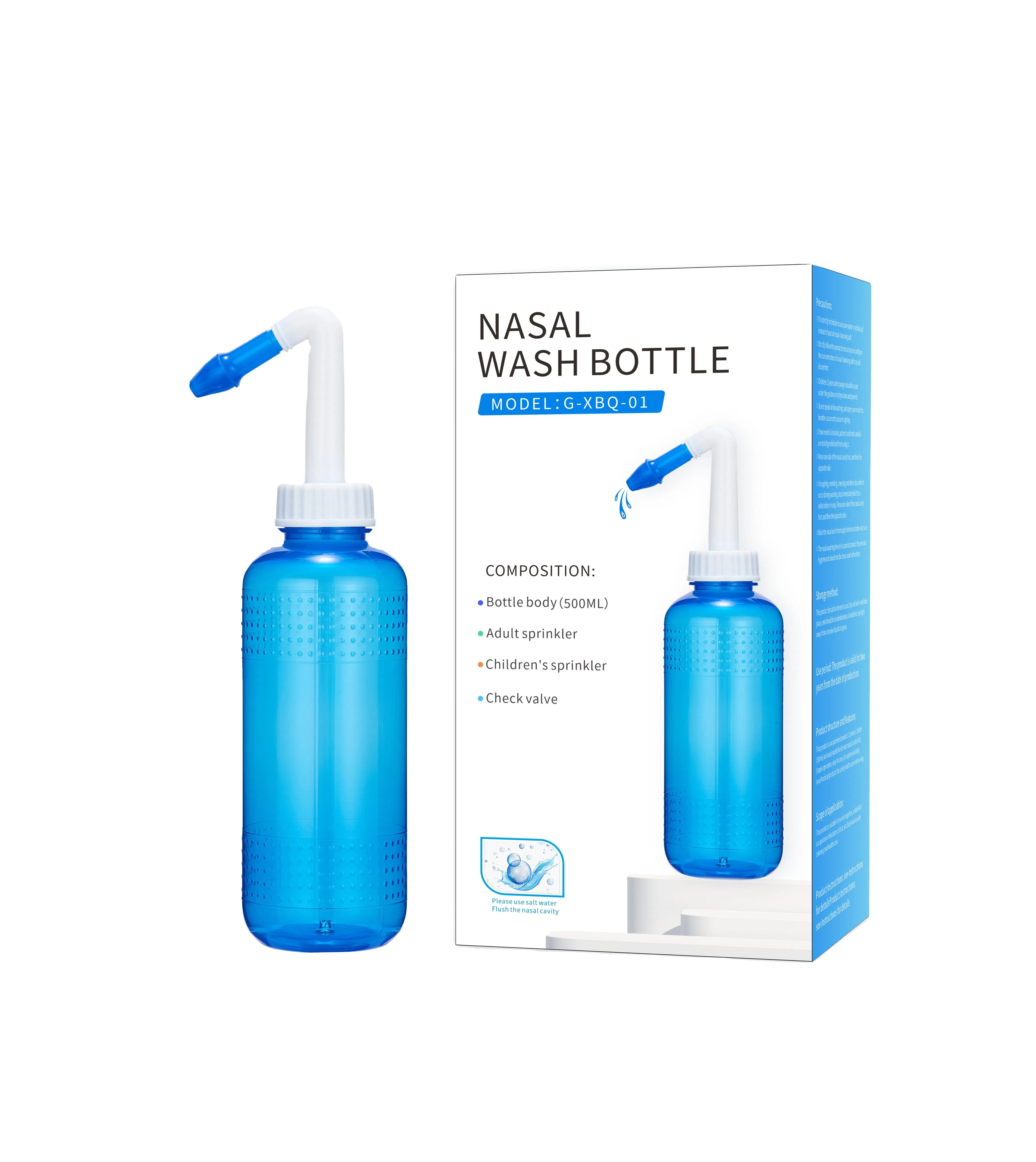 Limpeza Nasal Portátil de Alta Qualidade Material PP 500ml Garrafa de Lavagem Nasal com Tampa de Poeira