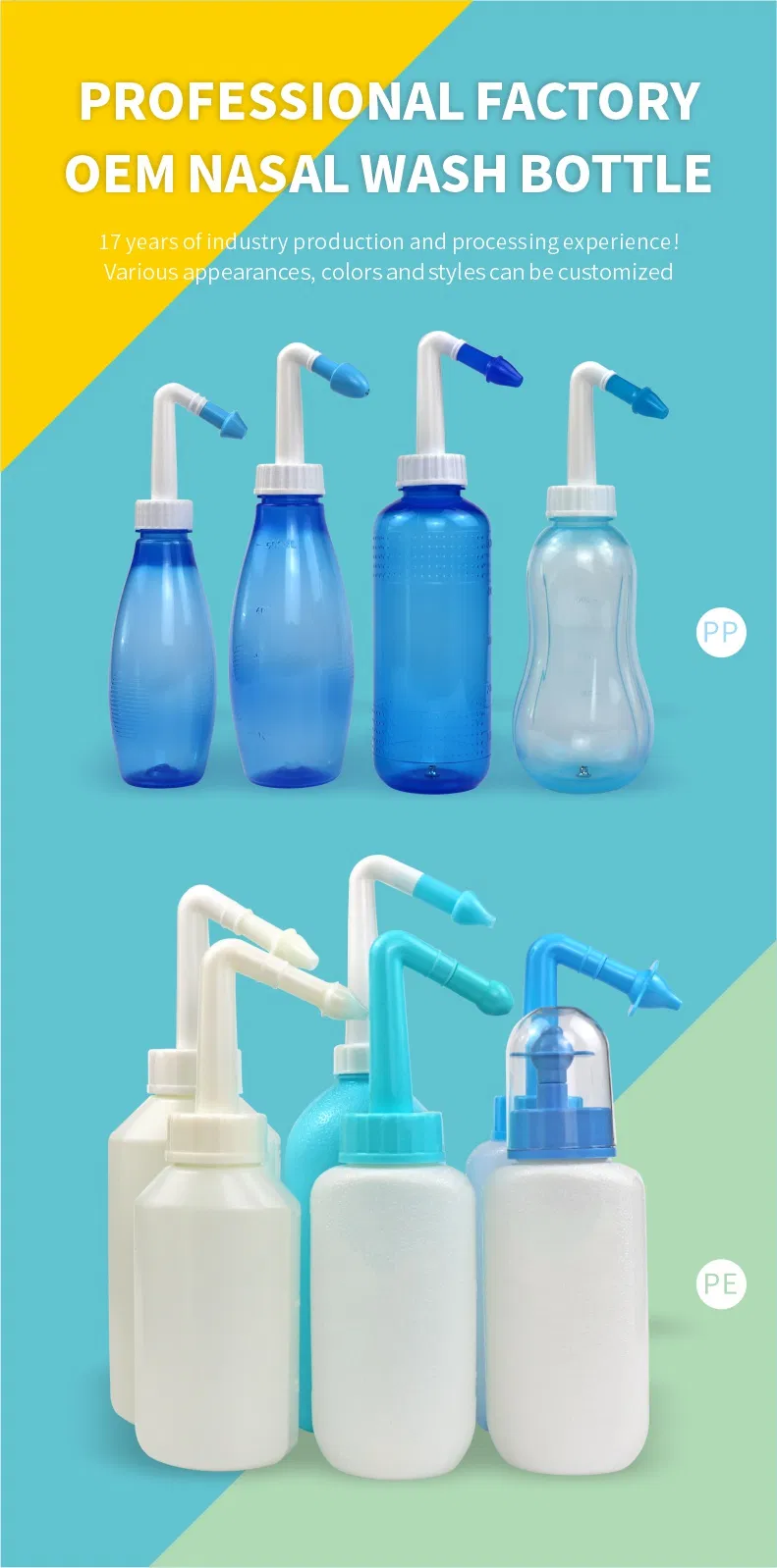 Limpeza Nasal Portátil de Alta Qualidade Material PP 500ml Garrafa de Lavagem Nasal com Tampa de Poeira