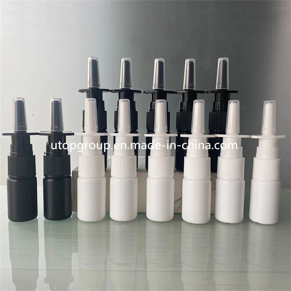 5ml 10ml Frasco de Spray Nasal Médico de Plástico HDPE Branco Preto Vazio para Lavagem com Água Salina