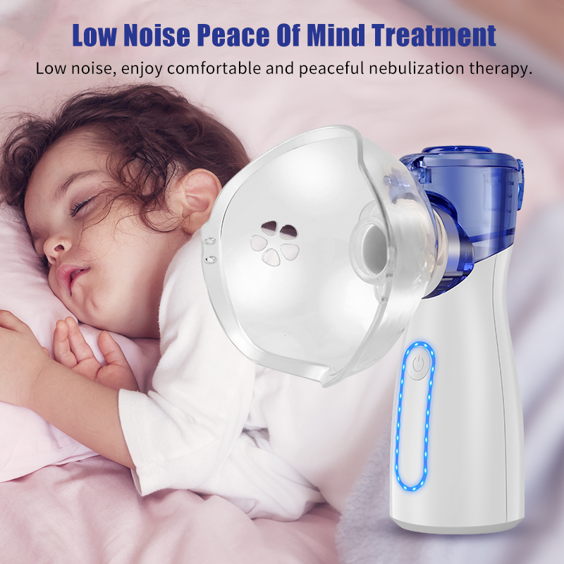 Nebulizador portátil económico para adultos e crianças em malha portátil Nebulizador para problemas respiratórios Ultra-sónico recarregável para viagem para casa Utilize