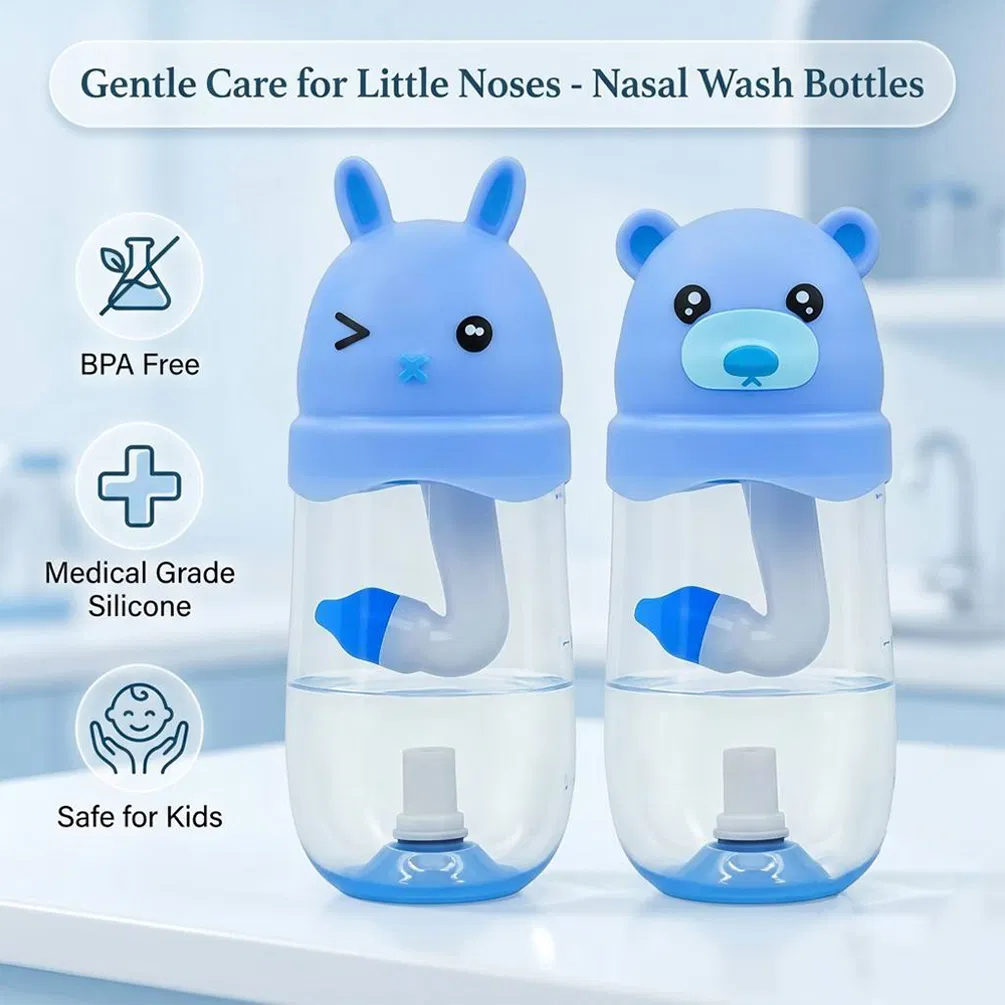 Frasco de Irrigador Nasal Livre de BPA, Botijão de Limpeza Nasal, Kit de Lavagem Nasal com Pacote de Salina Nasal