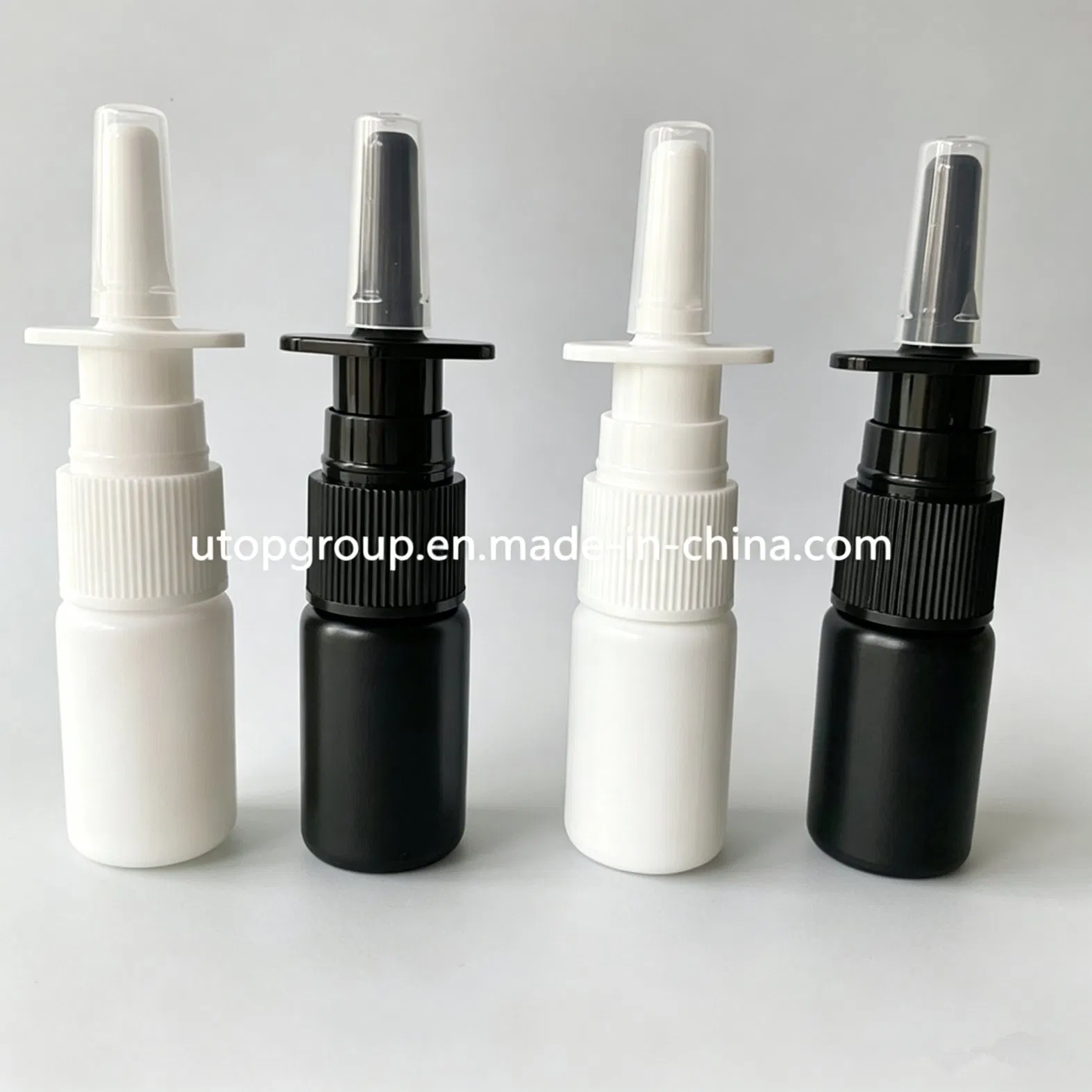 Frasco de Spray Nasal de Plástico PE Branco Preto com Bico de Spray Fino e Direto 5ml 10ml