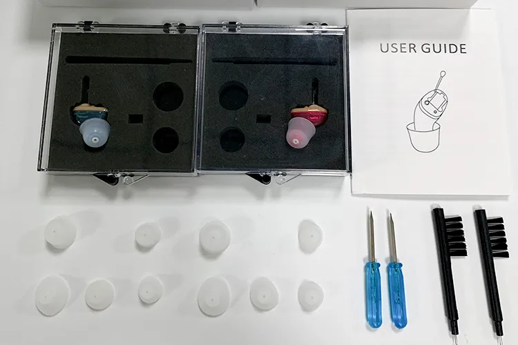 Aparelho Auditivo Cic Mini Amplificador de Ouvido Dispositivo Auditivo Aparelho Auditivo Vermelho Azul Invisível para Surdos