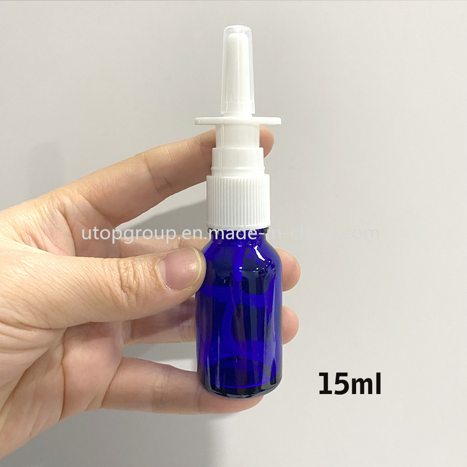 Lavagem Nasal Azul Âmbar Verde de Grau Farmacêutico 5ml 10ml 15ml 30ml Frasco de Spray de Vidro com Bico Pump para Salina Normal Amostra Grátis 100PCS MOQ