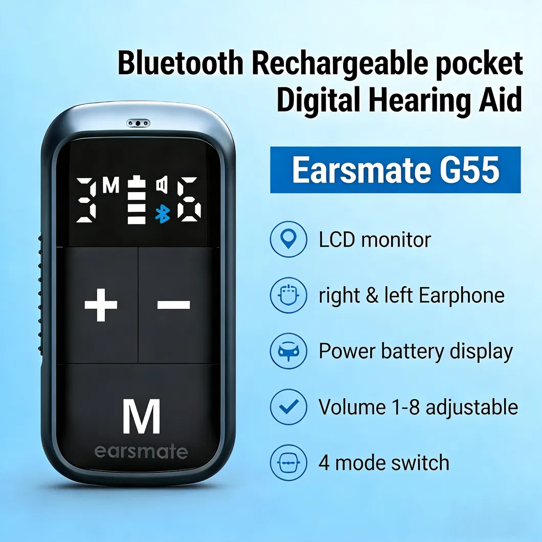 Aparelho Auditivo Digital Recarregável Bluetooth para Ouvido Surdo