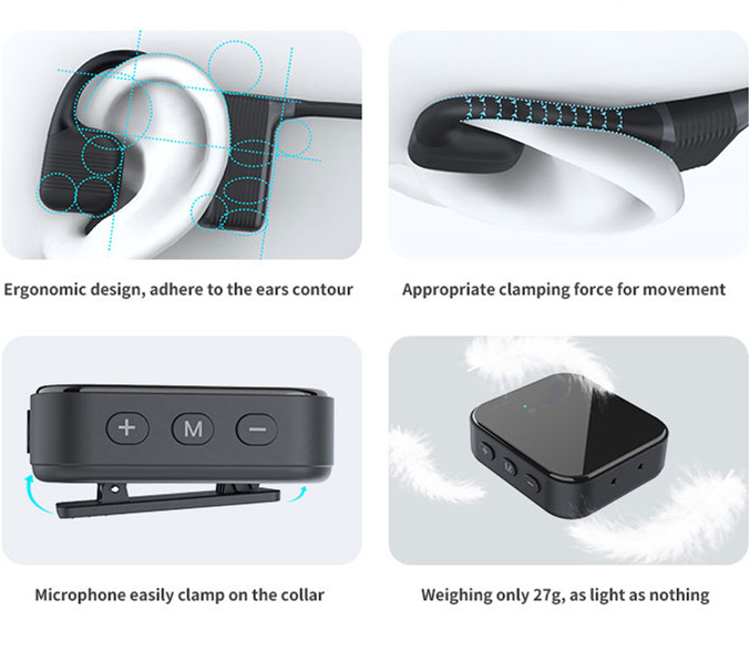 My-101 Fone de Ouvido por Condução Óssea Portátil Assistente Auditivo Amplificador de Som Microfone Bluetooth 6.0 Combinação de Equipamentos de Escuta