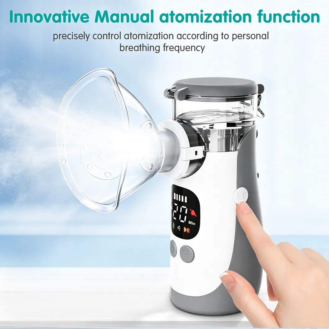 Novo Nebulizador Smart Quieto Portátil Recarregável Ultrassônico Digital de Malha com Copo de Malha Substituível