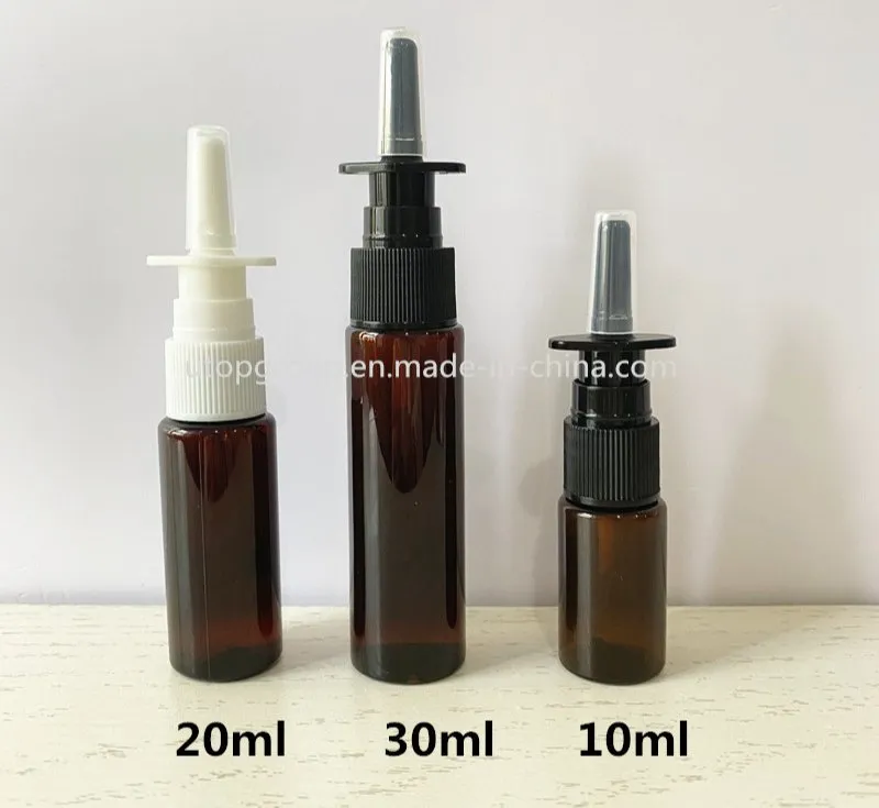 Frasco de spray nasal de plástico âmbar vazio