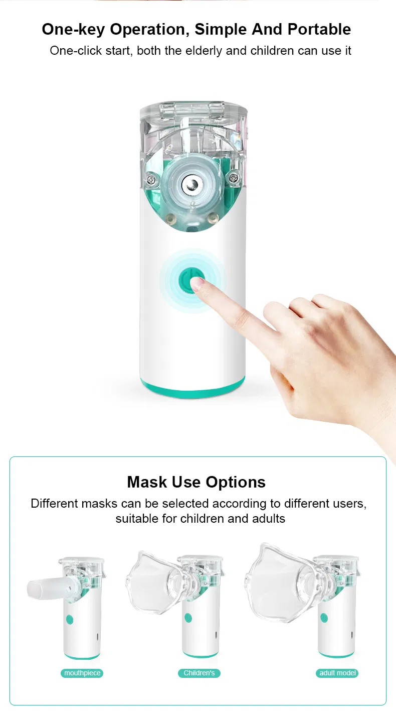 Nebulizador portátil recarregável mini médico sem ruído disponível para adultos e crianças nebulizador de malha ultrassônica
