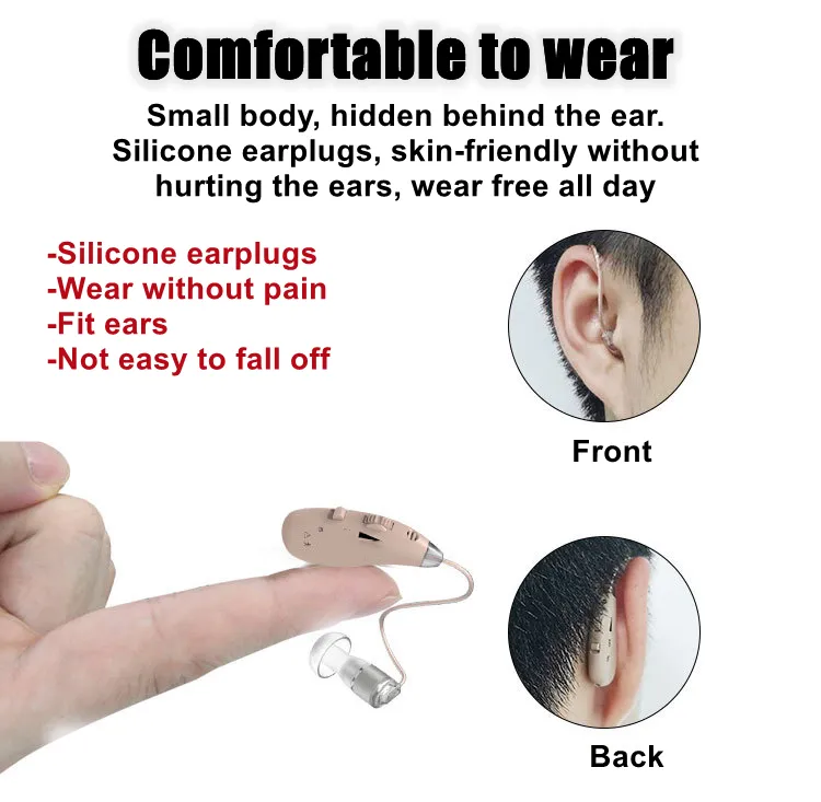 Aparelho Auditivo para Idosos com Carregamento In-Ear Amplificador de Som Recarregável Portátil In-Ear