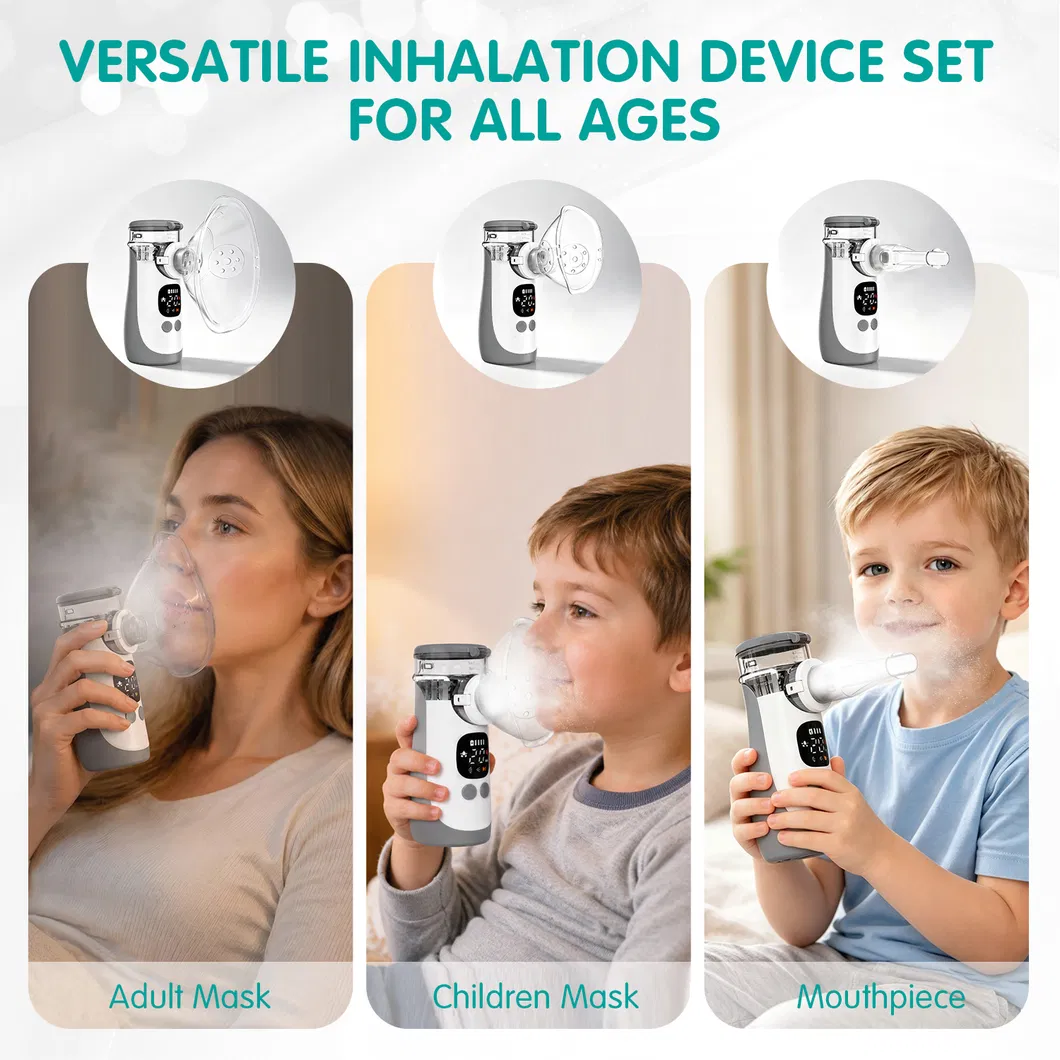 Novo Nebulizador Smart Quieto Portátil Recarregável Ultrassônico Digital de Malha com Copo de Malha Substituível