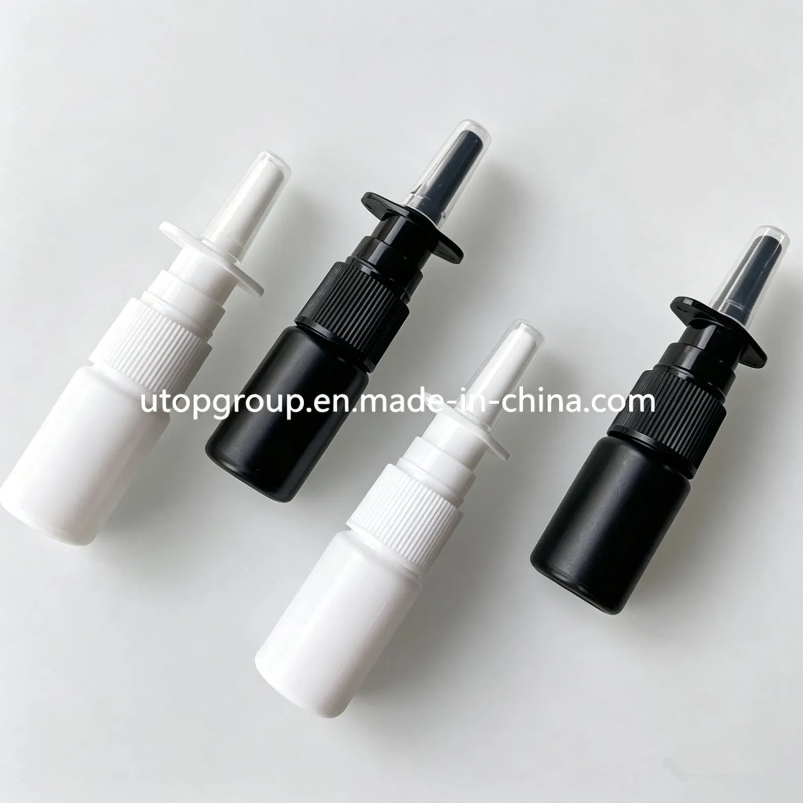 Frasco de Spray Nasal de Plástico PE Branco Preto com Bico de Spray Fino e Direto 5ml 10ml