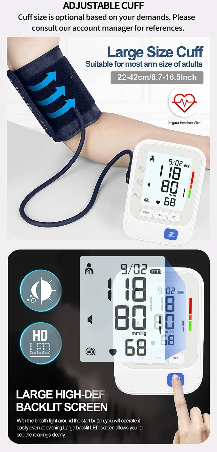 Monitor de Pressão Arterial Digital CE ISO Portátil Esfigmomanômetro Médico