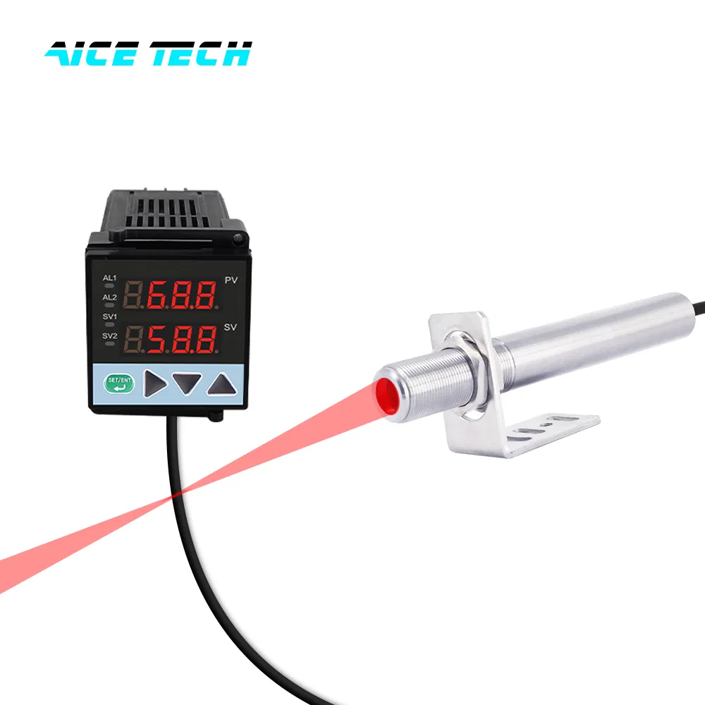 Termômetro Infravermelho Industrial Aice Tech 400-1200℃ 500-1400℃ 600-2000℃ com IP65 Classificação 4-20mA Comunicação Sem Display para Metal e Vidro