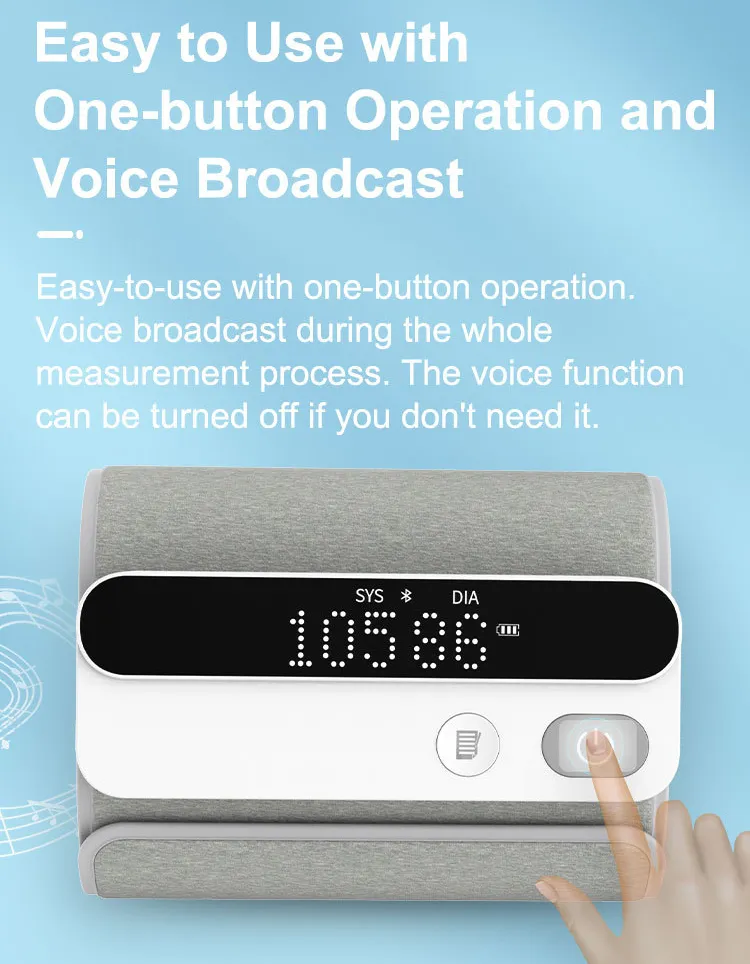 Novo Monitor de Pressão Arterial Digital com Braço Ajustável, Bluetooth, Voz de Broadcast, Preço Acessível, CE e FDA, Aplicativo Iot para Android e iOS