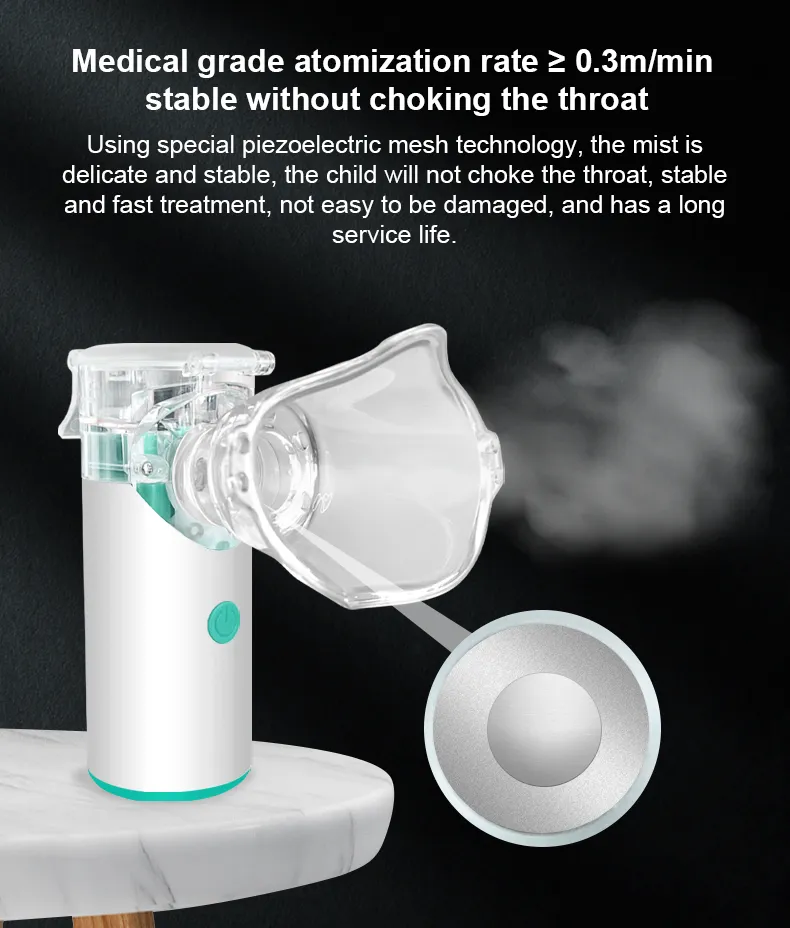 Nebulizador portátil recarregável mini médico sem ruído disponível para adultos e crianças nebulizador de malha ultrassônica