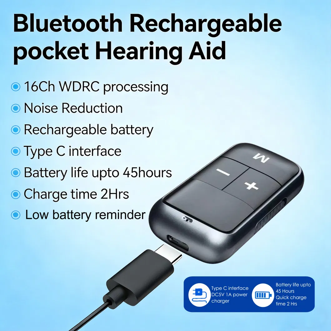 Aparelho Auditivo Digital Recarregável Bluetooth para Ouvido Surdo
