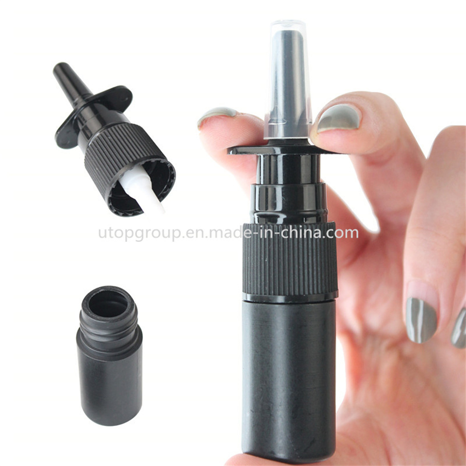 Frasco de Spray Nasal de Plástico PE Branco Preto com Bico de Spray Fino e Direto 5ml 10ml