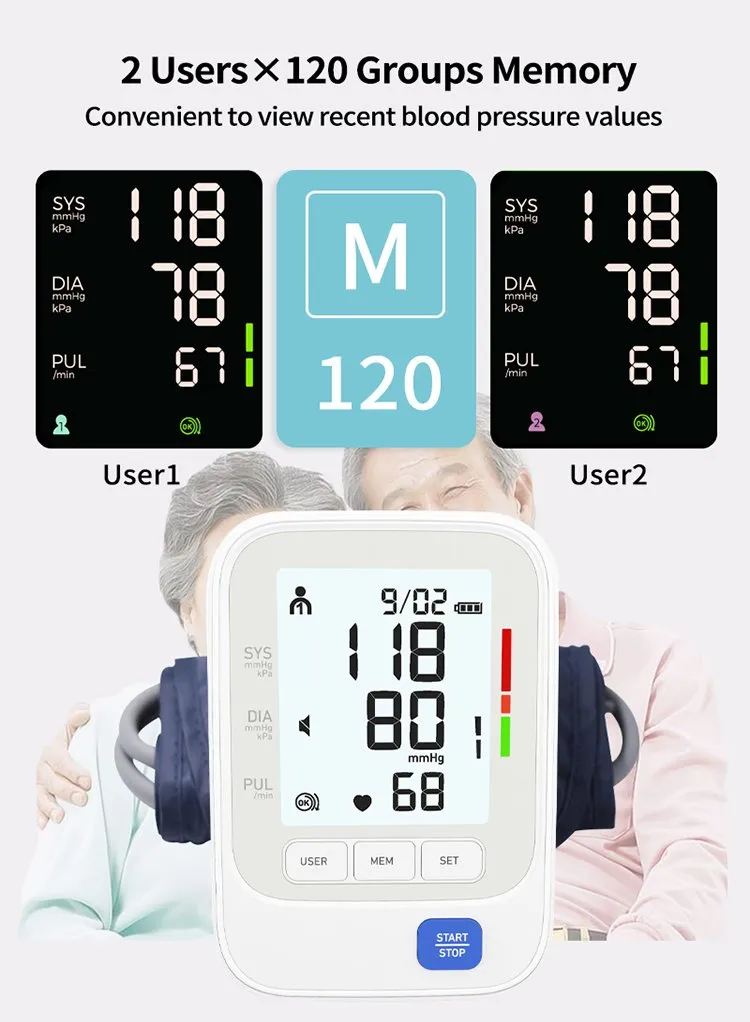Monitor de Pressão Arterial Digital CE ISO Portátil Esfigmomanômetro Médico