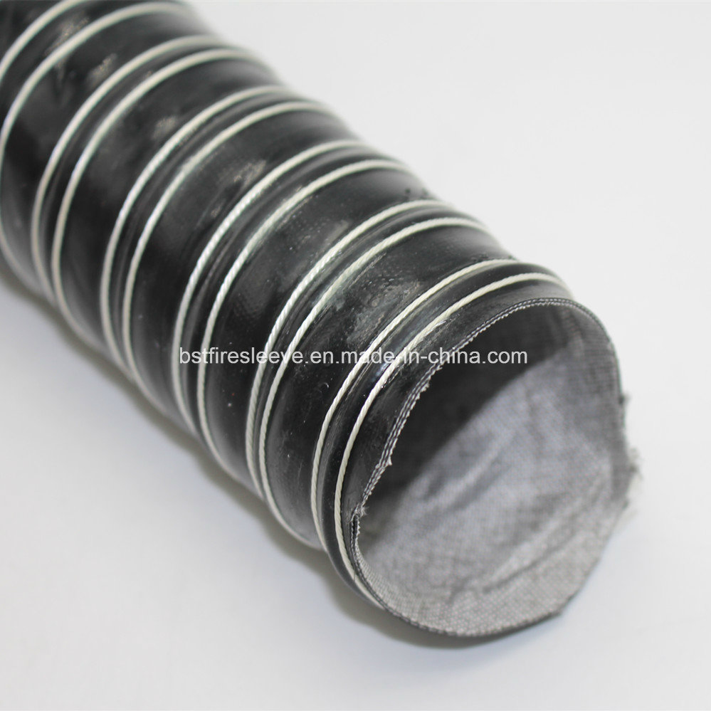 Hot Air Duct High Temperature Protection Silicone Coated Fiberglass Fabric Hose Reinforced with a Spring Steel Wire