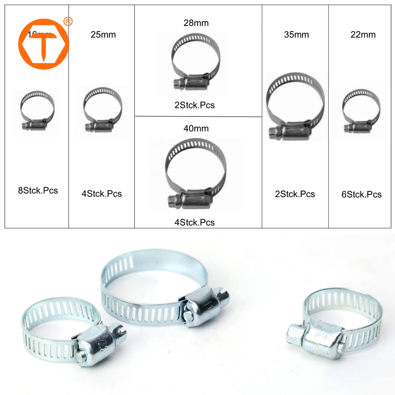 26 PCS Hose Clamp Assortment Quick Release Adjustable Worm Gear Hose Clamp Kit for Automotive Radiator Fuel Line Mechanical