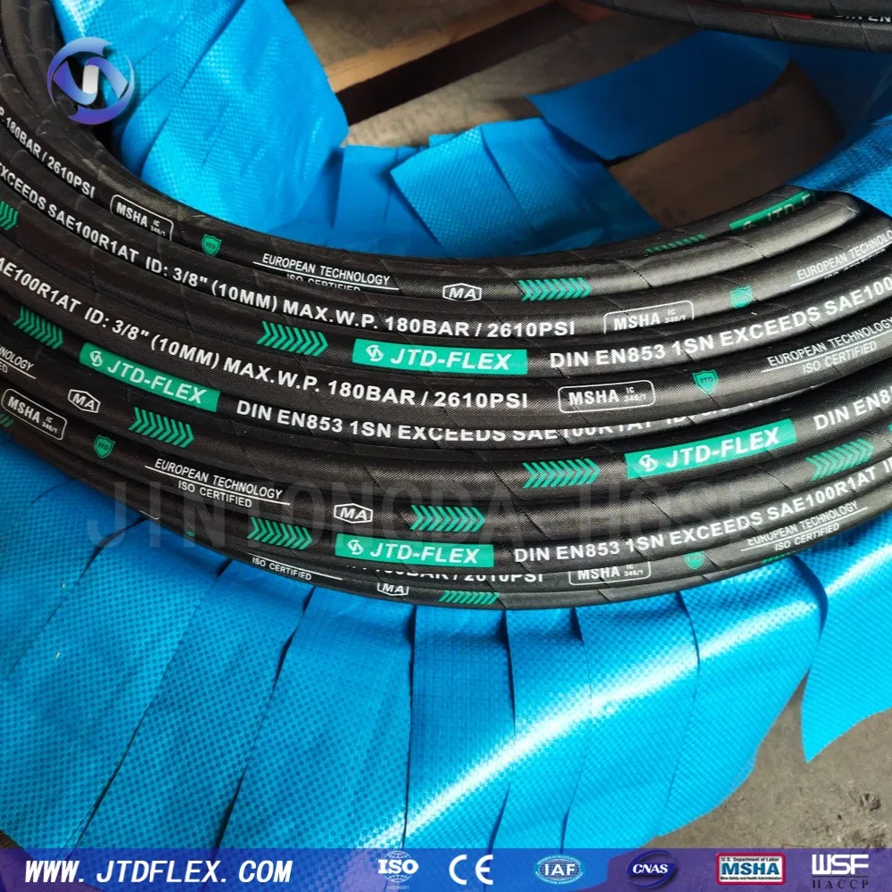 Manufacturer Wholesale Lowest Price Flexible Color Steel Wire Braided Hydralic DIN SAE R1 1sn R2 2sn Custom High Pressure Hydraulic Rubber Hose