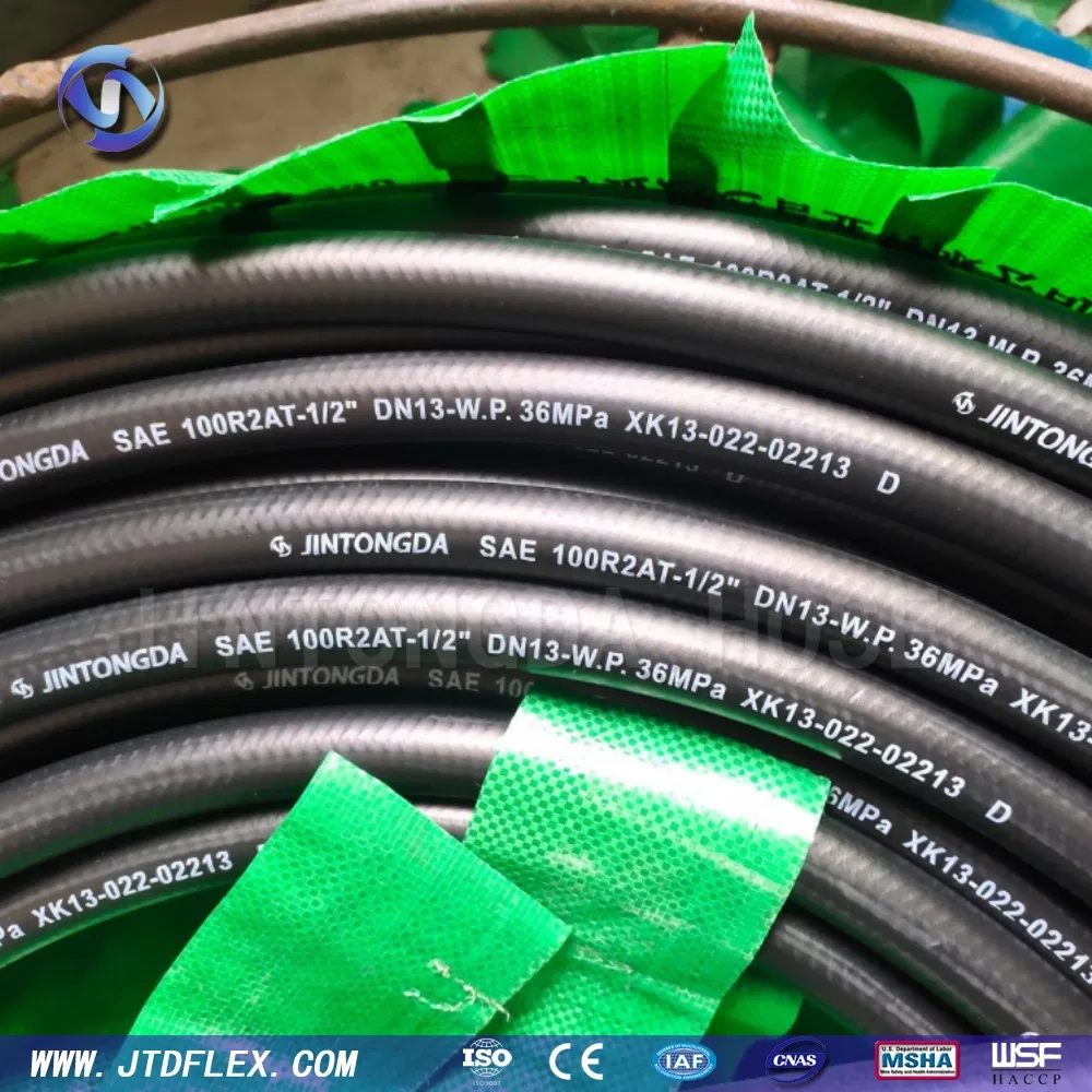 Manufacturer Wholesale Lowest Price Flexible Color Steel Wire Braided Hydralic DIN SAE R1 1sn R2 2sn Custom High Pressure Hydraulic Rubber Hose
