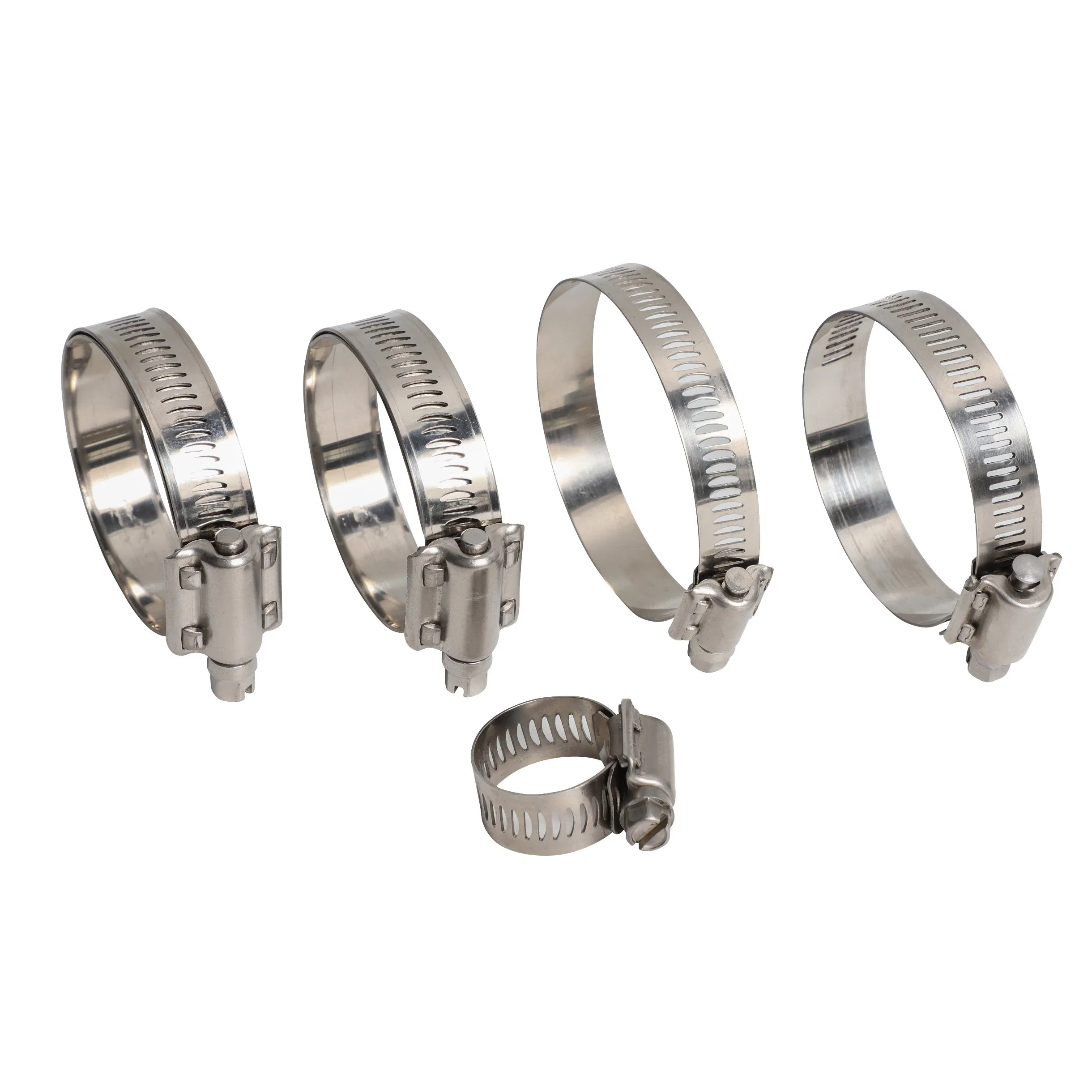 Stainless Constant Torque Hose Clamp with Spring, Ideal for Automotive Cooling Systems, 15.8 mm, W2, 108-130 mm, Pipe Clamp, China Fastener, Automotive