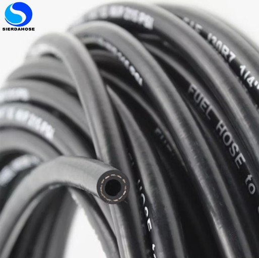 SAE J30r7 High Tensile Polyester Single Fiber Reinforced Fuel Injection Line Emission Control Automotive Hydraulic Flexible High Pressure NBR Rubber Hose